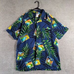 Cherokee Waikiki Wear Men's XL Tropical Print‎ Short Sleeve Button Up Shirt